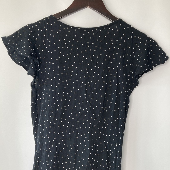 AEO Women's Black Poker Dot Pattern Wrap Mini Dress Size XS - Picture 4 of 13
